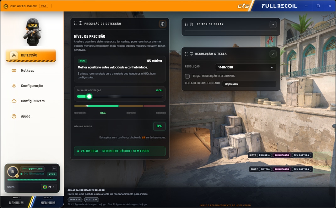 Menu de Detecção Automática