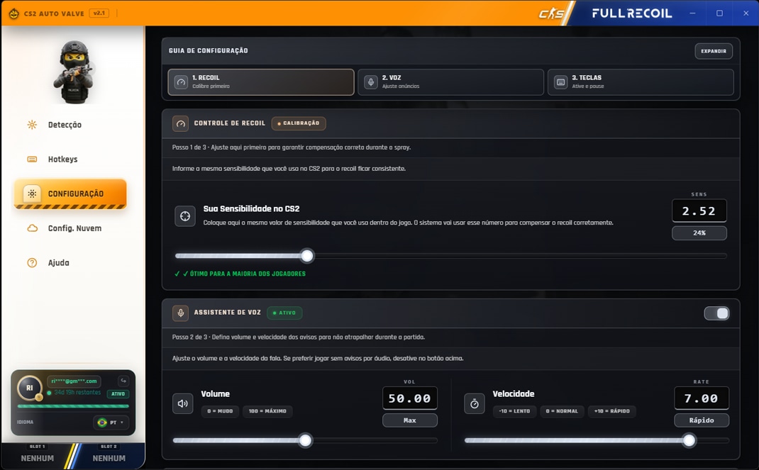 Painel de Configurações