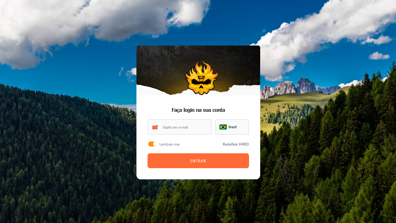 Tela de login com seletor de idioma
